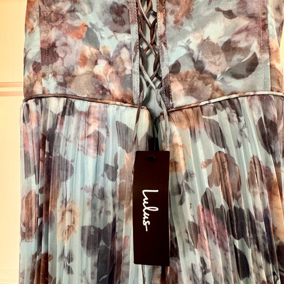 Lulu's Blue Floral Strapless Maxi Dress - Picture 6 of 7